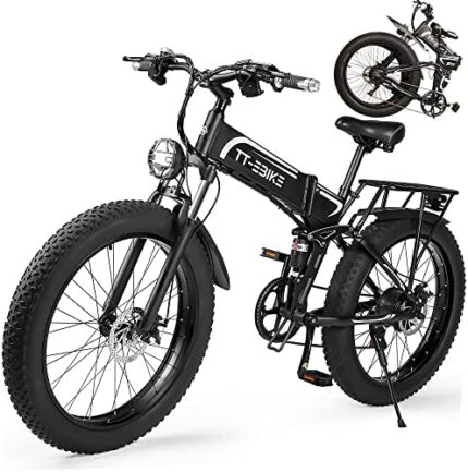 1000W Folding Electric Bike for Adults,48V/17.5AH,26x4 Mountain Fat Tire Ebikes,31 MPH,Full Suspension System E Bike,SHM 7-Speed Gear E Bikes - Perfecteva